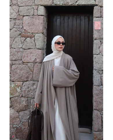 Kimono en modal long ample – Grège