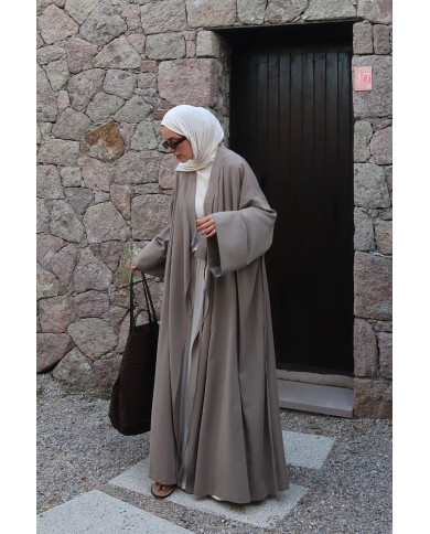 Kimono en modal long ample – Grège