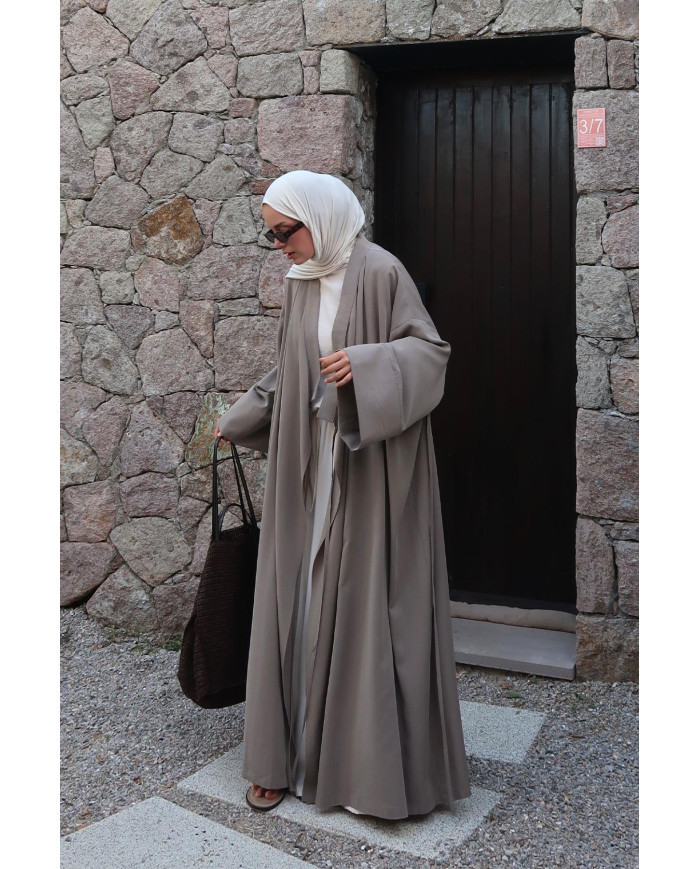 Kimono en modal long ample – Grège