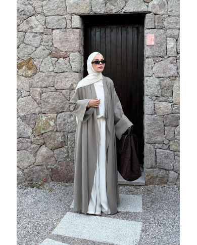 Kimono en modal long ample – Grège
