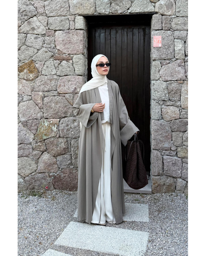 Kimono en modal long ample – Grège