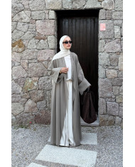 Kimono en modal long ample – Grège