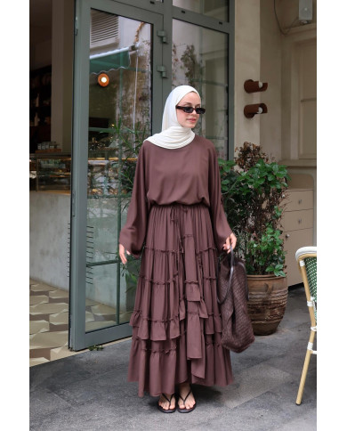 Ensemble fluide jupe cascade - Marron