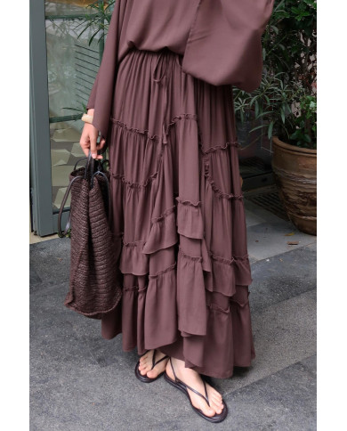 Ensemble fluide jupe cascade - Marron