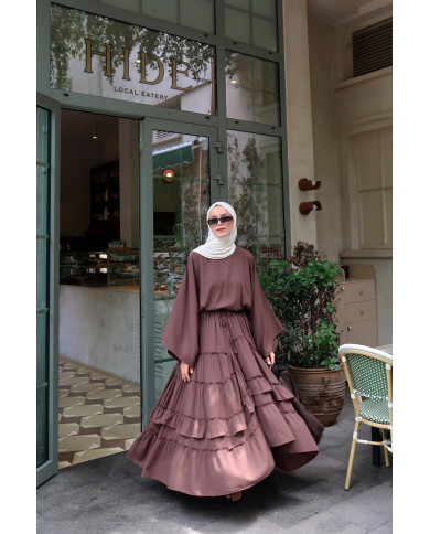 Ensemble fluide jupe cascade - Marron