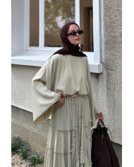 Ensemble fluide jupe cascade - Beige/Vert