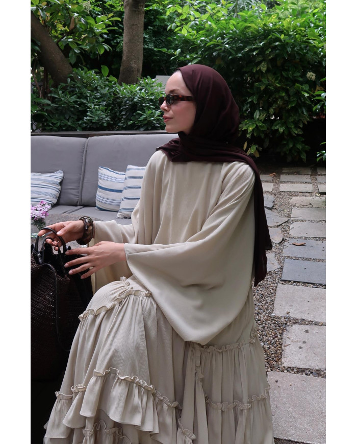 Ensemble fluide jupe cascade - Beige/Vert