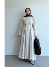 Robe longue cintré en lin - Beige