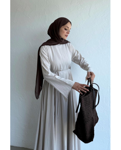 Robe longue cintré en lin - Beige