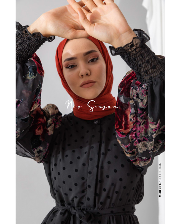 ROBE FLORA MANCHE VELOUR