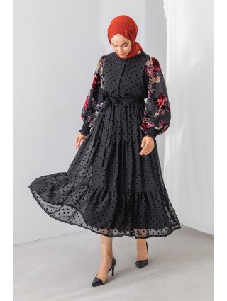 ROBE FLORA MANCHE VELOUR