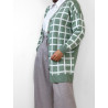 CARDIGAN VERT À CARREAUX