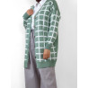 CARDIGAN VERT À CARREAUX