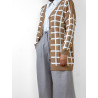 CARDIGAN CAMEL À CARREAUX