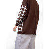 CARDIGAN MARRON À CARREAUX
