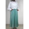 JUPE VERT D'EAU PLISSÉE SATIN