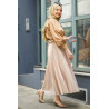 JUPE BEIGE PLISSÉE SATIN