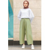 PANTALON EN LIN VERT KAKI