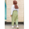 PANTALON EN LIN VERT KAKI