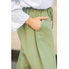PANTALON EN LIN VERT KAKI