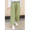 PANTALON EN LIN VERT KAKI