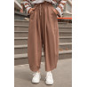 PANTALON EN LIN MARRON