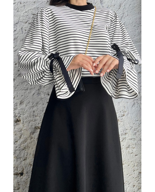 PULL MARINIÈRES MANCHE À NOUER