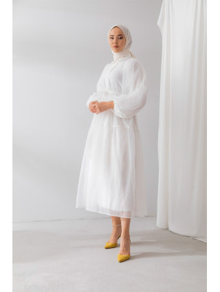 Blanc - ROBE EN MOUSSELINE