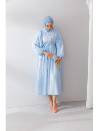 Bleu - ROBE EN MOUSSELINE