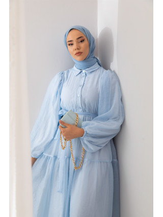 Bleu - ROBE EN MOUSSELINE