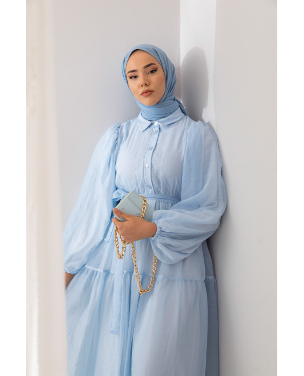 Bleu - ROBE EN MOUSSELINE