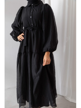 Noir - ROBE EN TULLE MANCHE BOUFFANTE