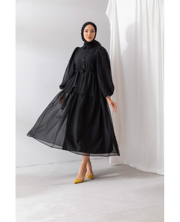Noir - ROBE EN MOUSSELINE